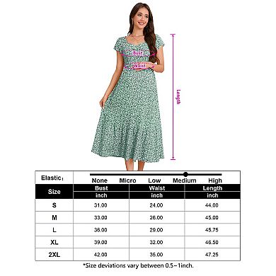 Women's Maternity Short Sleeve Casual Midi Dress with Side Pocket