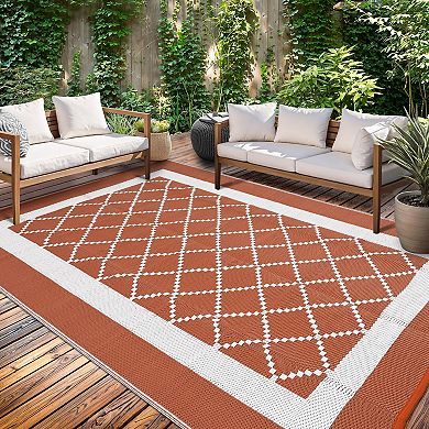 Modern Outdoor Area Rug Washable Waterproof Portable Stain Resistant Mat for Balcony Picnic