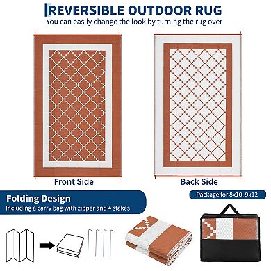 Modern Outdoor Area Rug Washable Waterproof Portable Stain Resistant Mat for Balcony Picnic