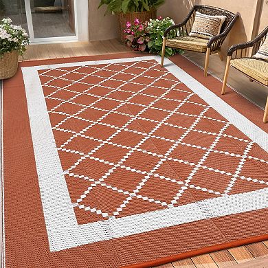 Modern Outdoor Area Rug Washable Waterproof Portable Stain Resistant Mat for Balcony Picnic