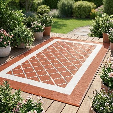 Modern Outdoor Area Rug Washable Waterproof Portable Stain Resistant Mat for Balcony Picnic