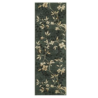 Modern Floral Area Rug Machine Washable Low Pile Pet Friendly Foldable Floor Cover for Bedroom