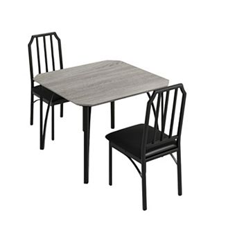 Dining Table Set for 2, Wood and Metal Breakfast Table Set