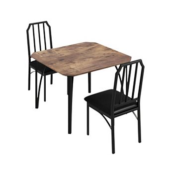 Dining Table Set for 2, Wood and Metal Breakfast Table Set
