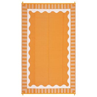 Contemporary Outdoor Area Rug Reversible Light Weight Stain Resistant Mat for RV Trip Picnic