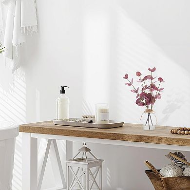 13" Artificial Eucalyptus Stems in Vase (2-Pack), Faux Eucalyptus with Double-Sided Magenta Leaves