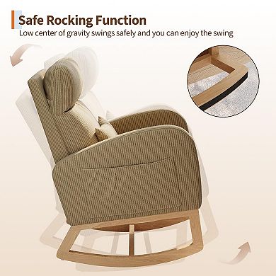 Soft Upholstered Glider Rocking Chair, Modern Accent Chair, Comfortable Rocking Chair