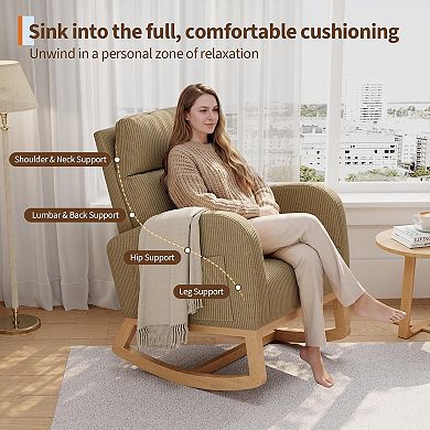 Soft Upholstered Glider Rocking Chair, Modern Accent Chair, Comfortable Rocking Chair
