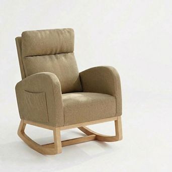 Soft Upholstered Glider Rocking Chair, Modern Accent Chair, Comfortable Rocking Chair