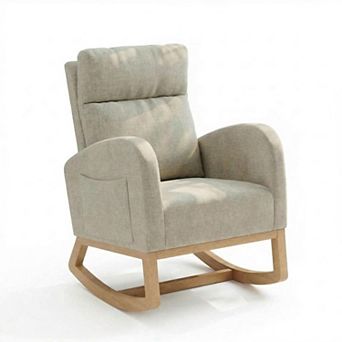 Soft Upholstered Glider Rocking Chair, Modern Accent Chair, Comfortable Rocking Chair