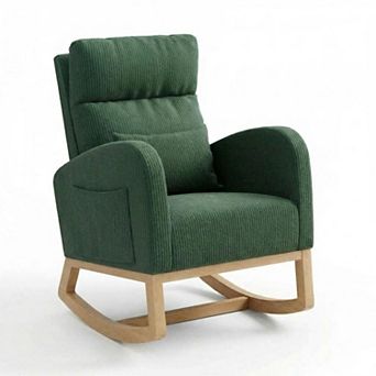 Soft Upholstered Glider Rocking Chair, Modern Accent Chair, Comfortable Rocking Chair