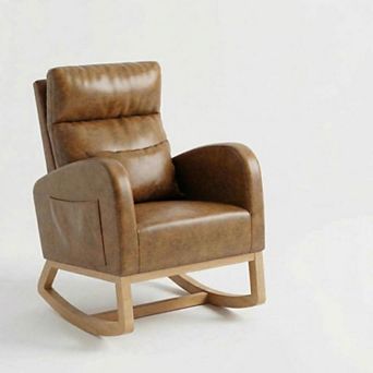 Soft Upholstered Glider Rocking Chair, Modern Accent Chair, Comfortable Rocking Chair