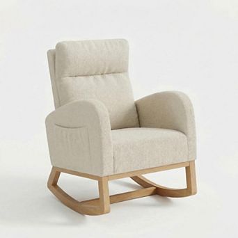 Soft Upholstered Glider Rocking Chair, Modern Accent Chair, Comfortable Rocking Chair