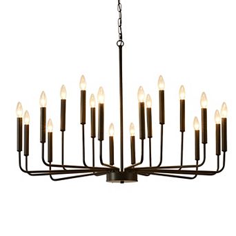 Inviting 31.5-Inch Black Metal 18-Light Farmhouse Candle Chandelier For Living Rooms