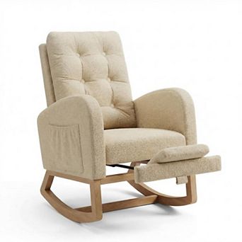 Rocking Chair with Footrest for Living Room, Soft Glider Recliner Rocker, Comfortable Chair