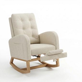 Rocking Chair with Footrest for Living Room, Soft Glider Recliner Rocker, Comfortable Chair
