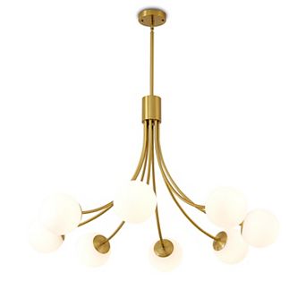 Beautiful Gold 8-Light Branch Chandelier for Spacious Modern Living and Dining Rooms
