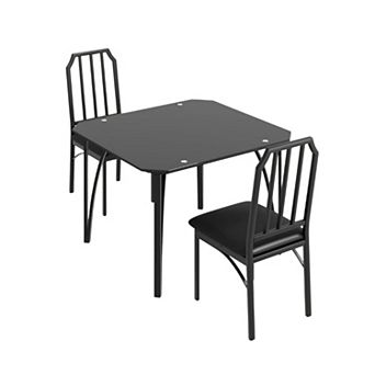 Glass Top Kitchen Table and Upholstered Chairs for 2, 3 pc Dining Room Table Set