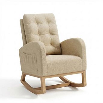 Modern Rocking Chair for Living Room, Upholstered Glider Chair, Comfortable Recliner Rocker