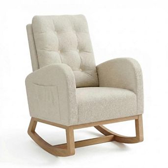 Modern Rocking Chair for Living Room, Upholstered Glider Chair, Comfortable Recliner Rocker