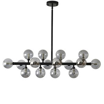 Modern 37.4-Inch Linear Branch Sputnik Chandelier with Glass Globes