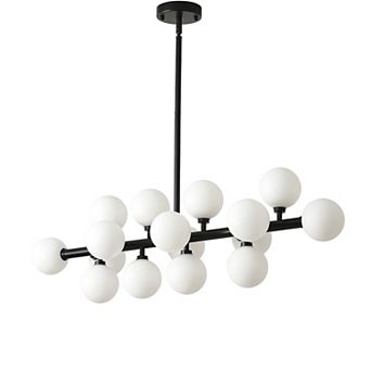 Modern 37.4-Inch Linear Branch Sputnik Chandelier with Glass Globes