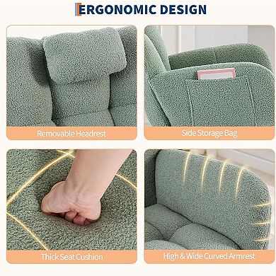 Teddy Fleece Glider Rocker, Upholstered Rocking Chair with Soft Seat & High Backrest