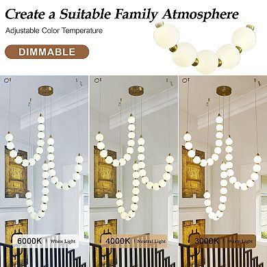 Modern Dimmable Integrated LED Acrylic Globe Statement Chandelier With Remote Control Included