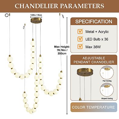 Modern Dimmable Integrated LED Acrylic Globe Statement Chandelier With Remote Control Included