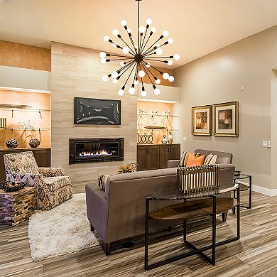 Striking Matte Black 32-Light Starburst Chandelier For Modern Homes