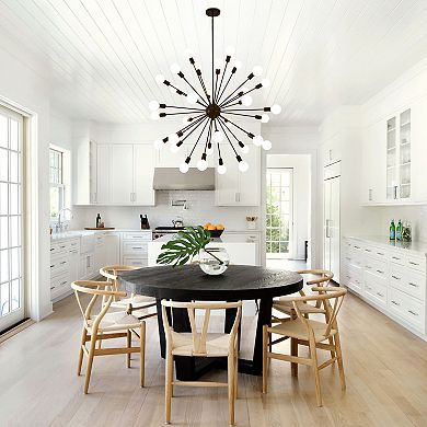 Striking Matte Black 32-Light Starburst Chandelier For Modern Homes