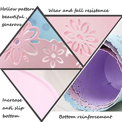 Pink Hollow Flower Design Wastebasket Plastic Lidless Trash Can for Bathroom Bedroom