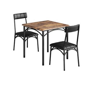 3 pc Dining Table Set for 2, Compact Kitchen Table Set with 2 Upholstered Chairs for Apartment,