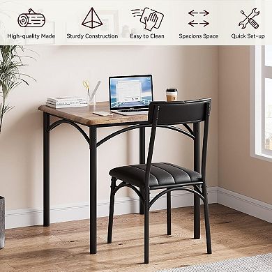 3-Piece Dining Table Set for 2, Compact Kitchen Table Set with 2 Upholstered Chairs for Apartment,