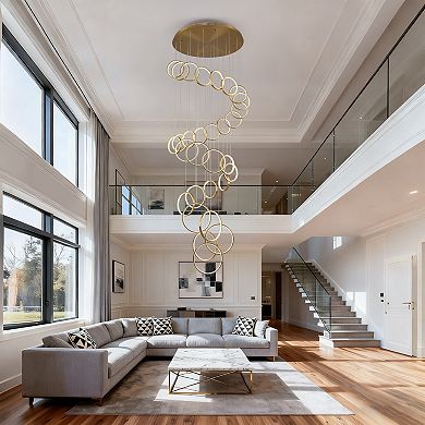 Stunning Cascading LED Ring Chandelier For Entryways And High Ceiling Living Rooms