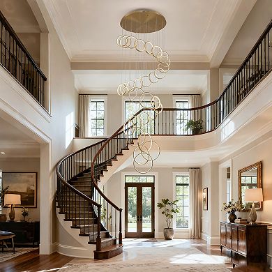 Stunning Cascading LED Ring Chandelier For Entryways And High Ceiling Living Rooms