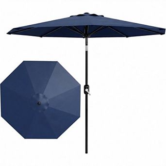 9FT Outdoor Center Pole Umbrella, UV Protected Vented Patio Umbrella, Crank Lift & Button Tilt