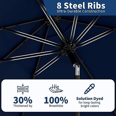 9FT Outdoor Center Pole Umbrella, UV Protected Vented Patio Umbrella, Crank Lift & Button Tilt