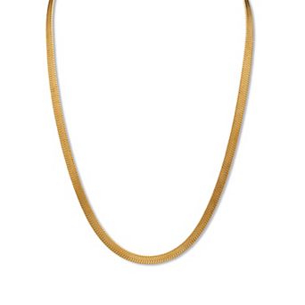 Gold Ion-Plated Stainless Steel Herringbone Chain Necklace 20-22.5 inch