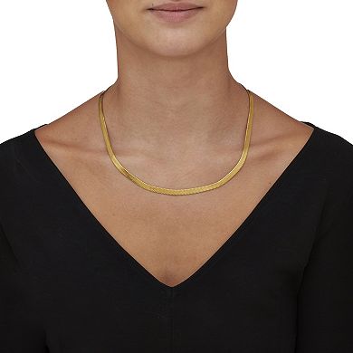 Gold Ion-Plated Stainless Steel Herringbone Chain Necklace 20-22.5 inch