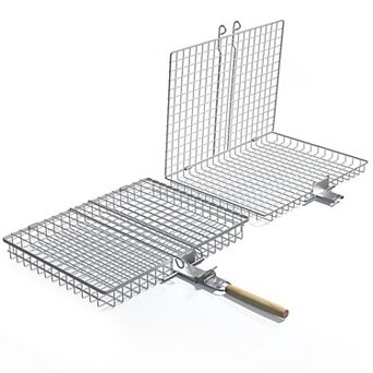 Sorbus 2 Pack Stainless Steel Large Folding Barbecue Grilling Basket with Handle-for Outdoor Cooking