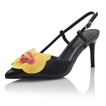 Pointed Toe Slingbacks with Orchid Detail