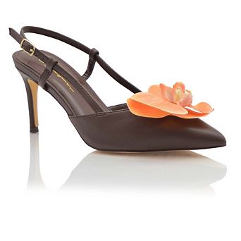 Pointed Toe Slingbacks with Orchid Detail