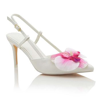 Pointed Toe Slingbacks with Orchid Detail