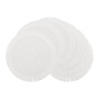 Rustic Placemats Set of 6 Woven Round Mats with Tassels for Dining Table Decor Wipe Clean 15x15 Inch