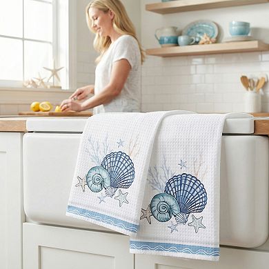 2 Pack Microfiber Kitchen Towels, Super Absorbent Soft Dish Towels with Floral and Animal 26" x 18"
