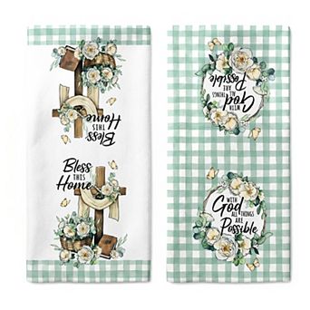 2 Pack Microfiber Kitchen Towels, Super Absorbent Soft Dish Towels with Floral and Animal 26" x 18"