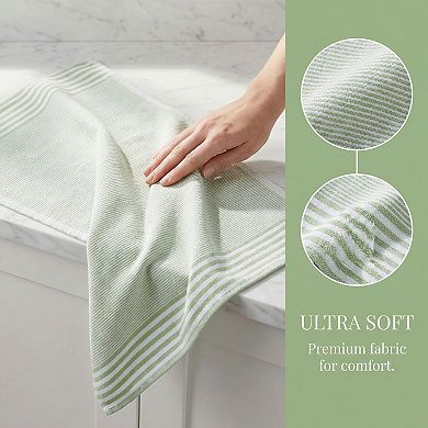 2 Pack Striped Soft Absorbent Dish Towels, Reusable Machine Washable Kitchen Hand Towels 26" x 18"