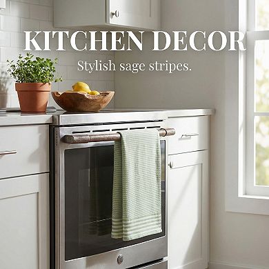 2 Pack Striped Soft Absorbent Dish Towels, Reusable Machine Washable Kitchen Hand Towels 26" x 18"