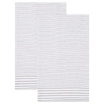 2 Pack Striped Soft Absorbent Dish Towels, Reusable Machine Washable Kitchen Hand Towels 26" x 18"